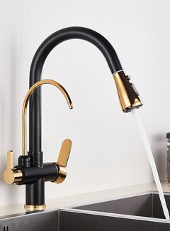 VALISA Moderne goud zwart mengkraan met aansluiting filter drinkwater