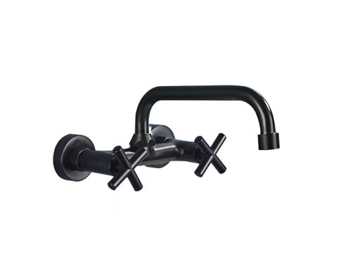 VALISA Wandkraan Mat Zwarte Mengkraan Draaibare Uitloop Style 2 -24cm