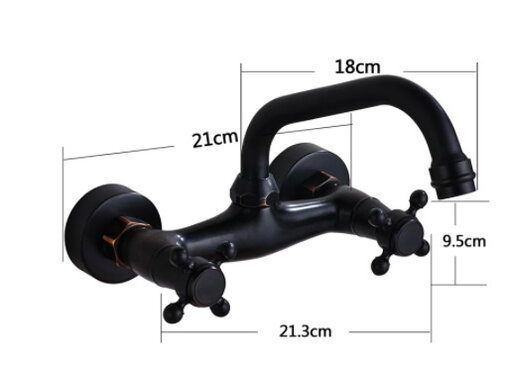 VALISA Brons Zwarte Wandkraan Mengkraan Draaibare Uitloop