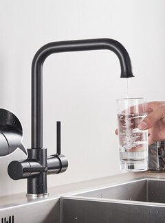 VALISA Waterfilter Keuken kraan Dual Uitloop Filterkraan Zwart met stip