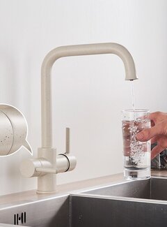 VALISA Waterfilter Keuken kraan Dual Uitloop Filterkraan Beige met stip