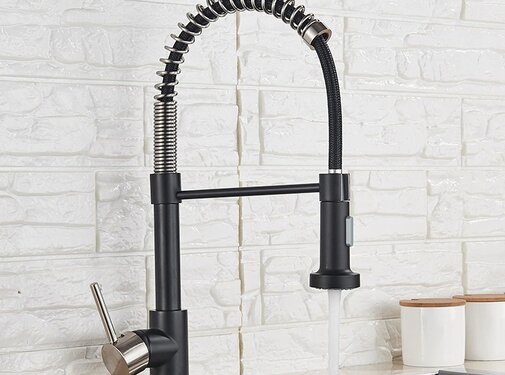 VALISA Horeca spoel keuken kraan Pull Down zwart nikkel