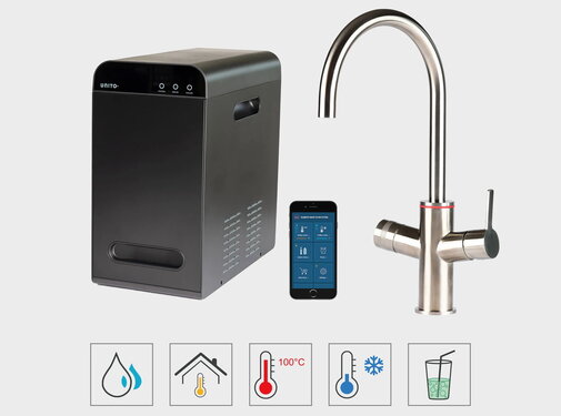 Unito Infinity 5 in 1 watersysteem chroom bruisend, gekoeld. warm, koud of kokend water