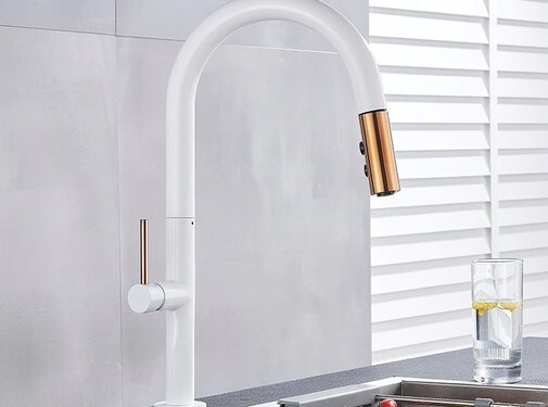VALISA Luxe smalle keuken mengkraan pulldown met 2 functies wit goud