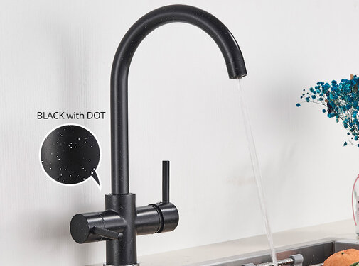 VALISA Waterfilter Keuken kraan Dual C-vorm Uitloop Filterkraan Zwart met stip