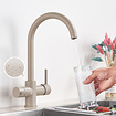 VALISA Waterfilter Keuken kraan Dual C-vorm Uitloop Filterkraan Beige met stip