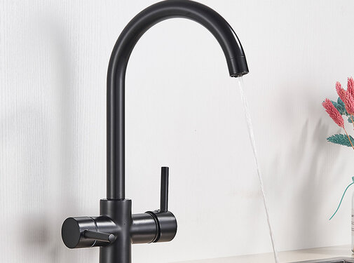 VALISA Waterfilter Keuken kraan Dual C-vorm Uitloop Filterkraan Mat Zwart