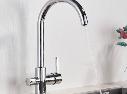 VALISA Waterfilter Keuken kraan Dual C-vorm Uitloop Filterkraan Chroom