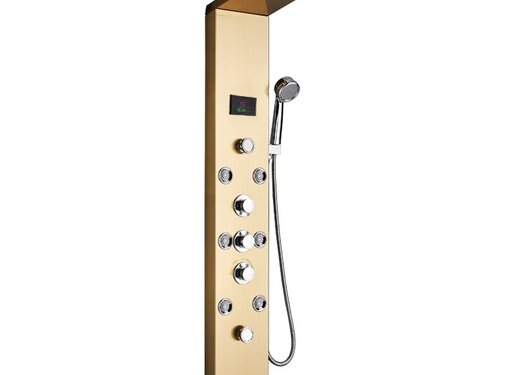 VALISA Douchepaneel kolom mengkraan met handdouche en temperatuurscherm Gouden A-stijl