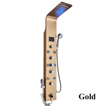 VALISA Luxe gouden LED Douchepaneel Handdouche Temperatuurscherm goud A