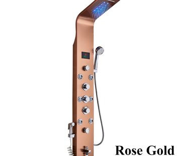 VALISA Rose Goud Luxe LED Douchepaneel Handdouche Temperatuurscherm