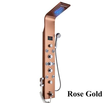 VALISA Rose Goud Luxe LED Douchepaneel Handdouche Temperatuurscherm