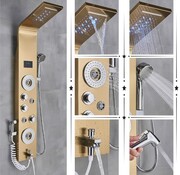 VALISA Luxe gouden LED Douchepaneel Handdouche Temperatuurscherm goud B