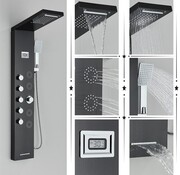 VALISA Douche paneel mengkraan met handdouche massage systeem en display Zwart C