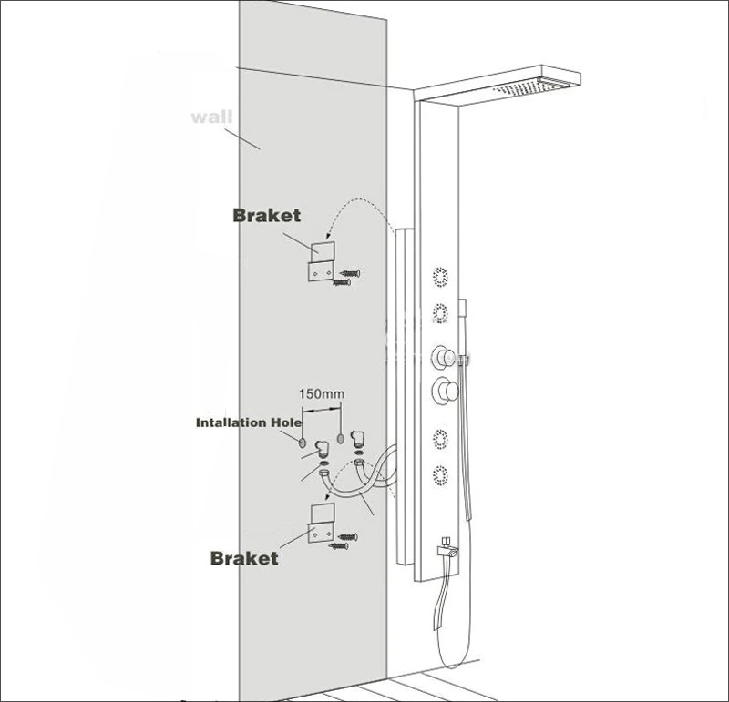 Shop nu deze Douche paneel mengkraan met handdouche massage systeem en display Geborsteld nikkel C op Valisa.nl