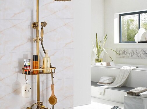 VALISA Antieke douche set messing ronde regendouche DB-0613-A