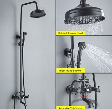 VALISA Douche kraan set 8 inch regenval zwart brons A