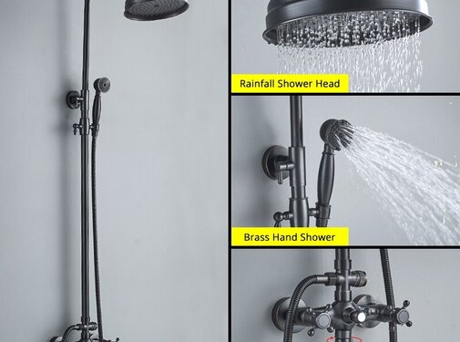 VALISA Douche kraan set 8 inch regenval zwart brons A