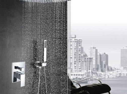 VALISA Inbouw 12inch - 30cm Regen Douchekraan Enkel Handvat Bad Douche Set Met Abs Handdouche