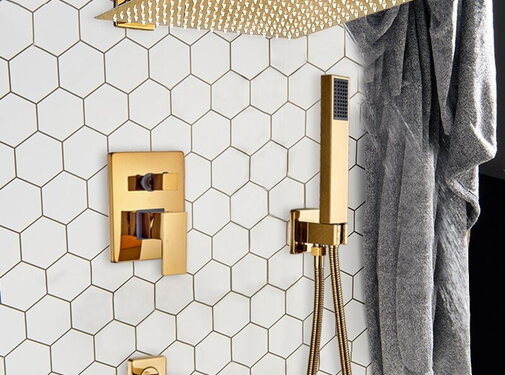 VALISA Goud 20cm Regendouche Bad Kraan inbouw Bad Douche Mengkraan Douche Kraan