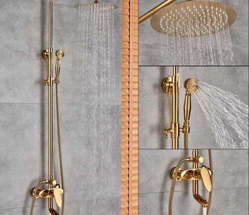 VALISA Gepolijst gouden regen douche 20cm set bad douchekraan C