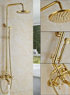 VALISA Gepolijst gouden regen douche 20cm set bad douchekraan D