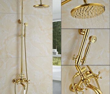 VALISA Gepolijst gouden regen douche 20cm set bad douchekraan D