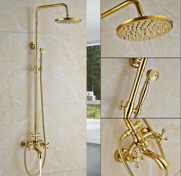 VALISA Gepolijst gouden regen douche 20cm set bad douchekraan D