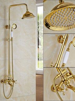 VALISA Gepolijst gouden regen douche 20cm set bad douchekraan E