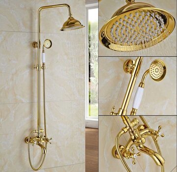 VALISA Gepolijst gouden regen douche 20cm set bad douchekraan E