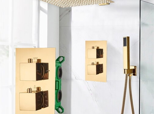 VALISA Gouden thermostaat regendouche wandmontage douchekraan set