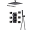 Thermostaat regendouche systeem met 6 massage bodyjets zwart 30cm plafond