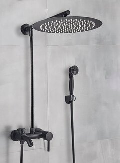 VALISA Zwarte douche set bad douche mengkraan met 30cm brede ronde regendouche