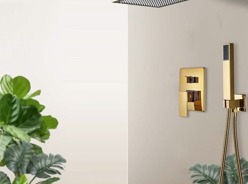 VALISA Regendouche mengkraan inbouw met handdouche goud 12inch-30cm