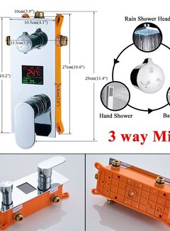 VALISA Inbouw digitaal LED display mengkraan Chroom 3 weg
