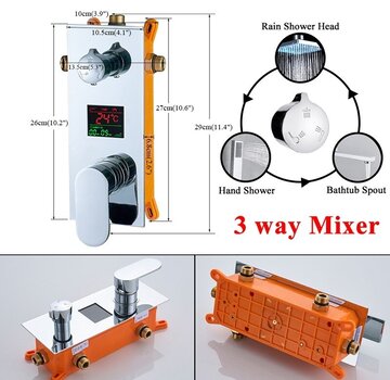 VALISA Inbouw digitaal LED display mengkraan Chroom 3 weg