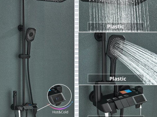 VALISA Piano regendouche mengkraan systeem 4 functies met digitaal display Zwart A met display