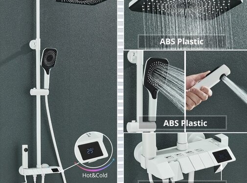 VALISA Piano regendouche mengkraan systeem 4 functies met digitaal display Wit A met display