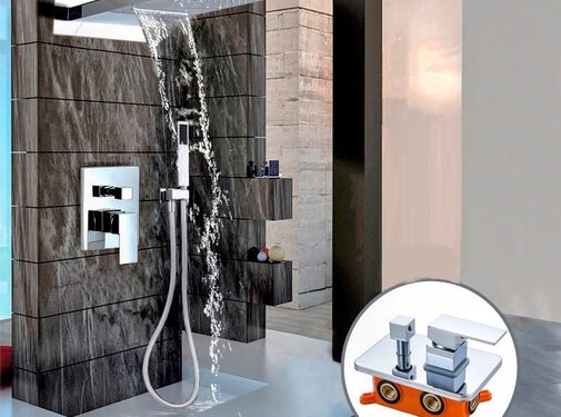 VALISA Luxe waterval mengkraan regendouche chroom met handdouche