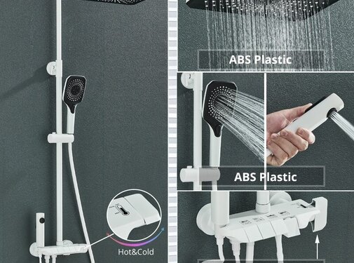VALISA Piano regendouche mengkraan systeem 4 functies met digitaal display Wit
