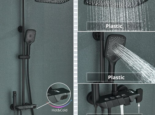 VALISA Piano regendouche mengkraan systeem 4 functies met digitaal display Zwart