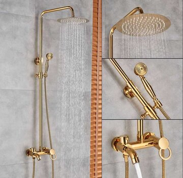 VALISA Gepolijst gouden regen douche 20cm set bad douchekraan B