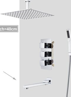 VALISA Thermostaat regendouche systeem met bad uitloop Chroom 40cm douchekop plafond