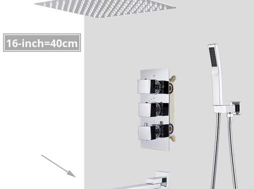 VALISA Thermostaat regendouche systeem met bad uitloop Chroom 40cm douchekop plafond