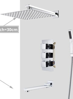 VALISA Thermostaat regendouche systeem met bad uitloop Chroom 30cm douchekop muur