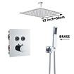 VALISA Luxe thermostaat inbouw douche kraan wand regendouche set geborsteld nikkel 2 weg 30CM Plafond