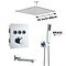 Luxe thermostaat inbouw douche kraan plafond regendouche set geborsteld nikkel 3 weg 40CM Plafond