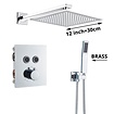 VALISA Luxe thermostaat inbouw douche kraan plafond regendouche set geborsteld nikkel 2 Weg 30CM muur