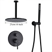 VALISA Zwarte Inbouw Douche Set Badkamer Kraan Douche 25cm Plafond