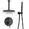 Zwarte Inbouw Douche Set Badkamer Kraan Douche 25cm Plafond